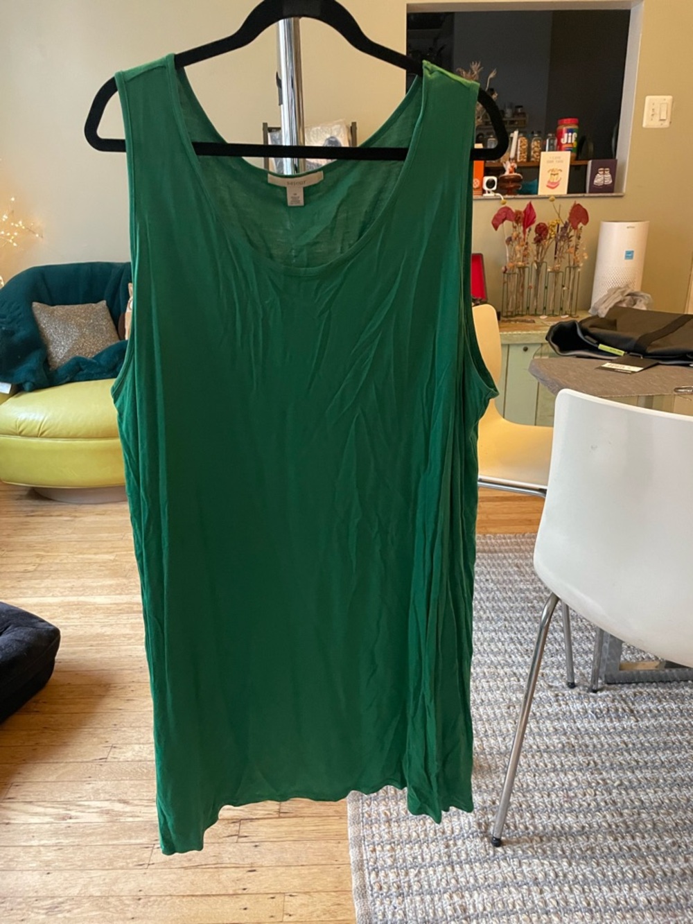 Sejour Emerald Green Scoop Neck sleeveless Top